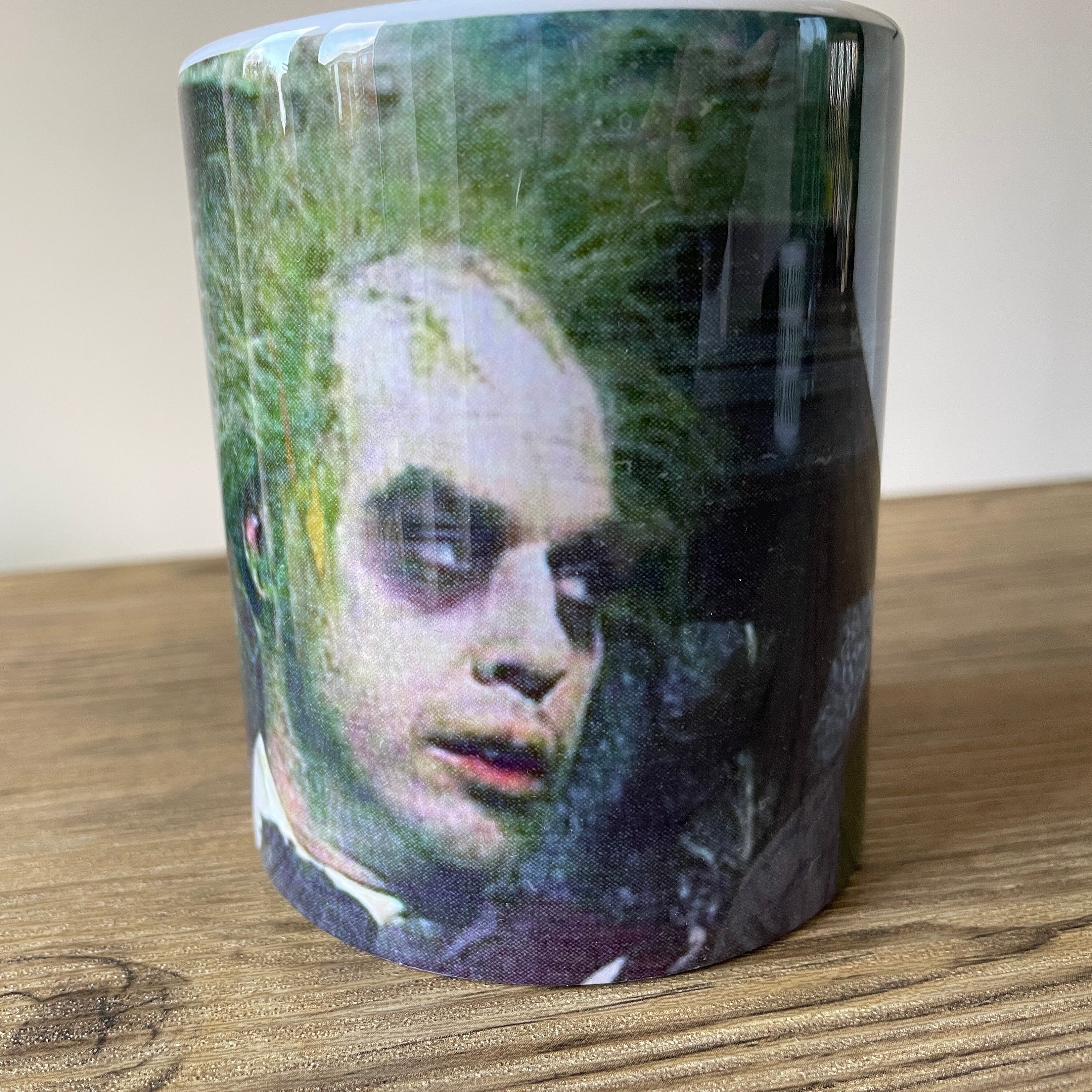 Beetlejuice & Joker Mash-Up Ceramic Mug - Heath Ledger, Michael Keaton