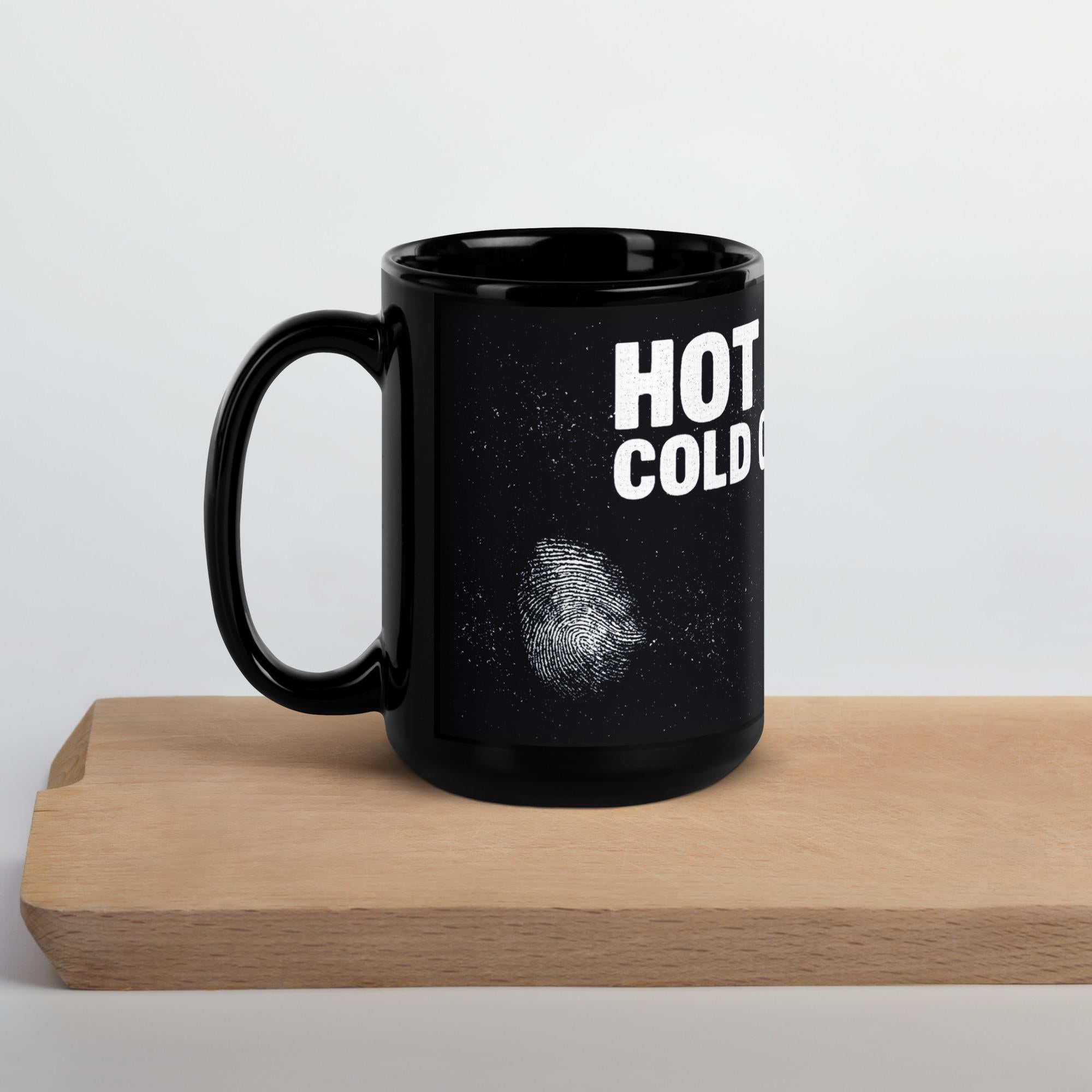 Hot Tea, Cold Cases – Black Ceramic Mug