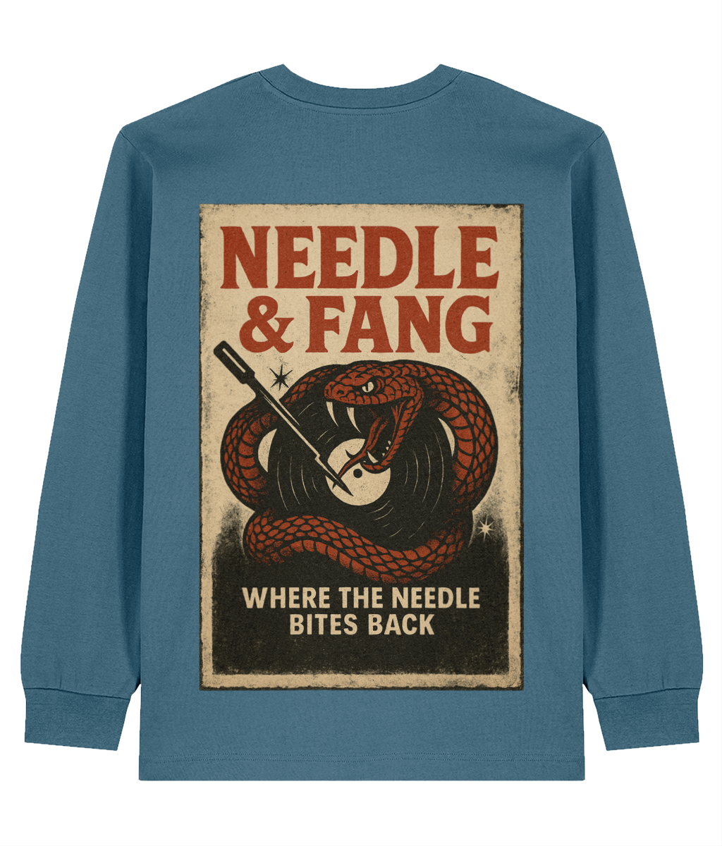 Needle & Fang Heavyweight Long Sleeve T-Shirt – Retro Snake Vinyl Design