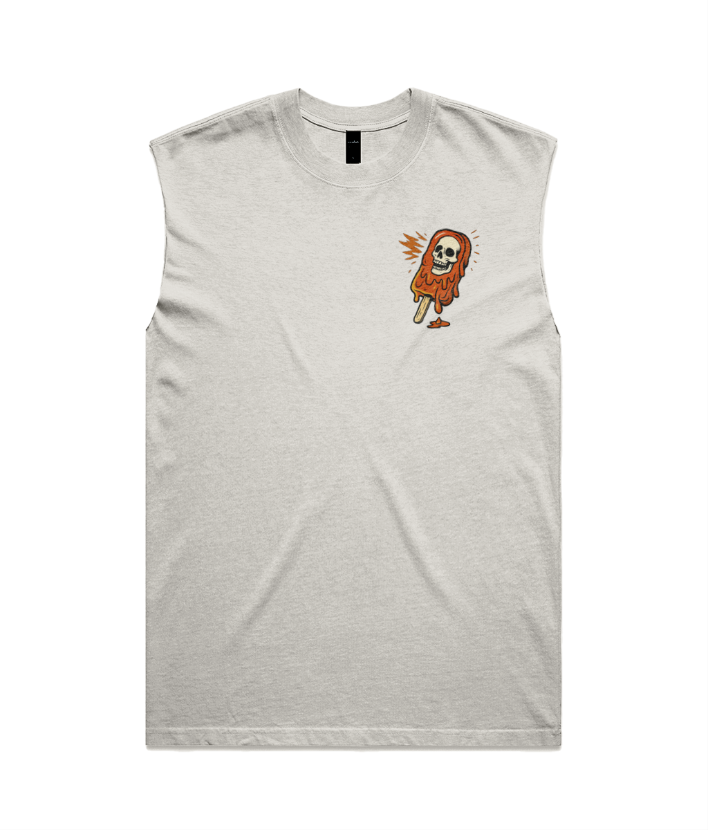 No Chill Skull Ice Lolly Heavy Faded Beige Tank Top