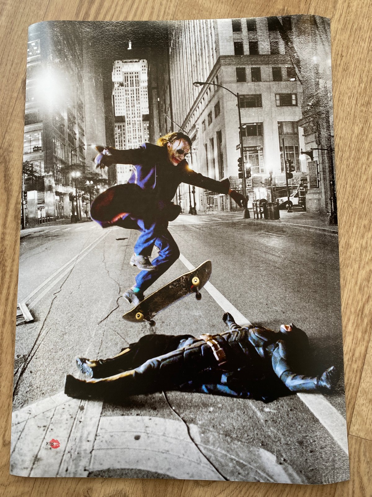 Joker Vs Batman Skateboard Poster Art - Skateboarding Ollie, Dark Knight