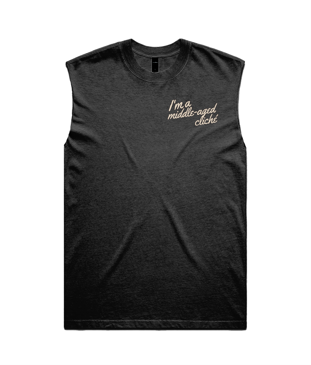 Middle Aged Cliché Heavy Faded Tank Top - Grim Reaper
