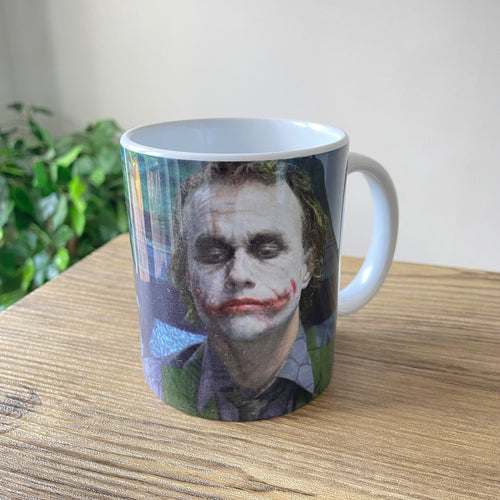 Beetlejuice & Joker Mash-Up Ceramic Mug - Heath Ledger, Michael Keaton
