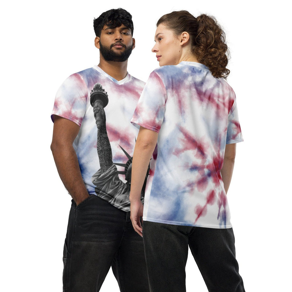 Tattooed Liberty Recycled unisex sports jersey - New York Tie Dye