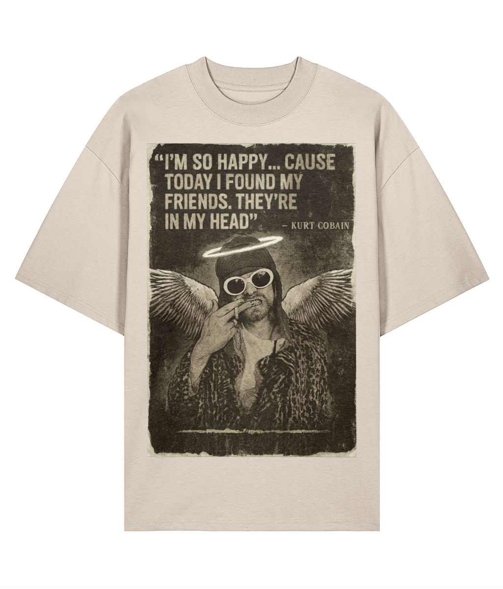 Kurt Cobain Angel Oversized High Neck Tee – 100% Organic Cotton