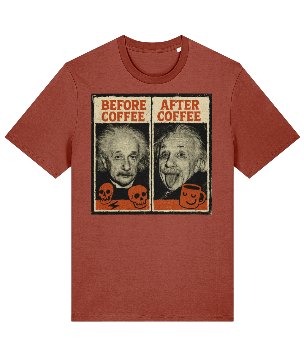 Albert Einstein Coffee Short sleeve t-shirt - Funny before and after