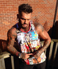 Playboy-Inspired Collage Vest Top | Bold Retro Print | Lightweight & Stretchy