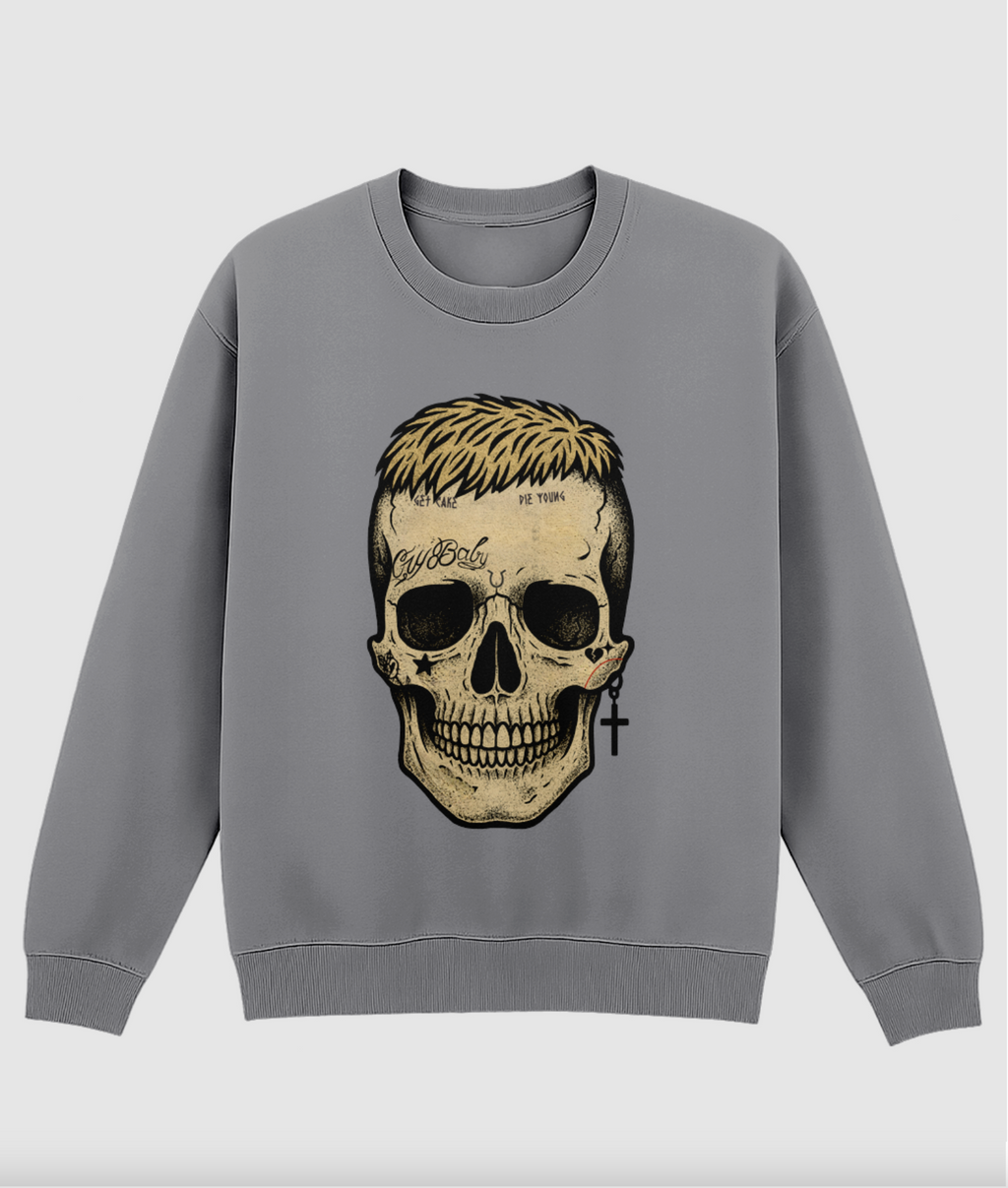 “CryBaby” Lil Peep Skull Sweatshirt | Vintage-Inspired Streetwear Crewneck